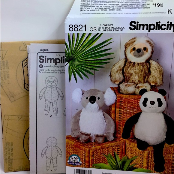 Simplicity Pattern 8821 - 15” Stuffed Animals - Picture 5 of 7